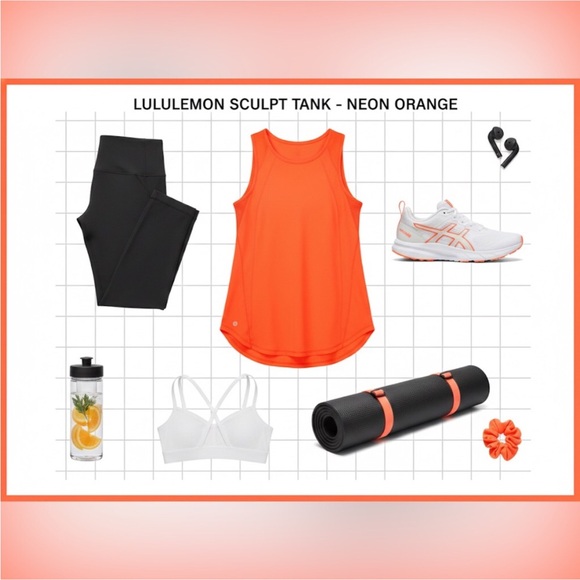 NWOT Lululemon Sculpt Tank Top - Bright Neon Orange - Picture 2 of 7